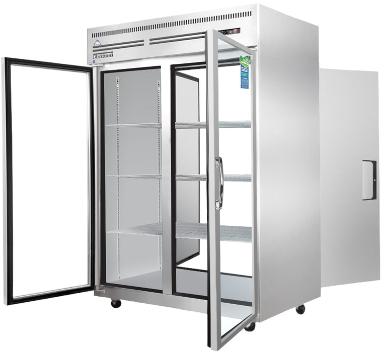 Everest Refrigeration, ESPT-2G-2S, Upright Reach-In Pass-Thru Refrigerator
Glass Front/Solid Rear