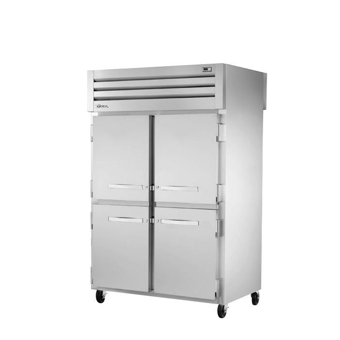 True Manufacturing, STA2RPT-4HS-2G-HC, Refrigerator, Pass-Thru, 115V, Two-Section, Glass Doors