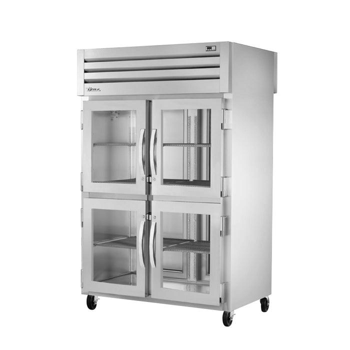 True Manufacturing, STA2RPT-4HG-2S-HC, Refrigerator, Pass-Thru, 115V, Two-Section, Stainless Steel Door