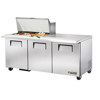 True Manufacturing, TSSU-72-15M-B-HC, Refrigerated Counter, Mega Top Sandwich / Salad Unit, 115V, 3 Doors, Made In USA