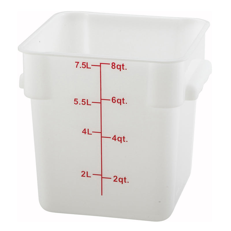 Winco, PTSC-8, Square Food Storage Containers, 8 Quart, Clear