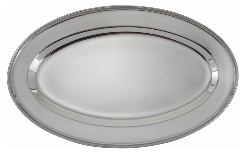 Winco, OPL-14, Platter, Stainless Steel, Oval