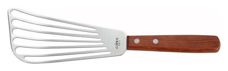 Winco, FST-6, Turner, Slotted, Stainless Steel, Wood