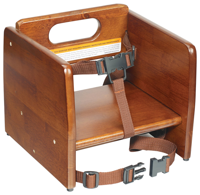 Winco, CHB-704, Booster Seat, Wood, Walnut, Stackable, Rubber