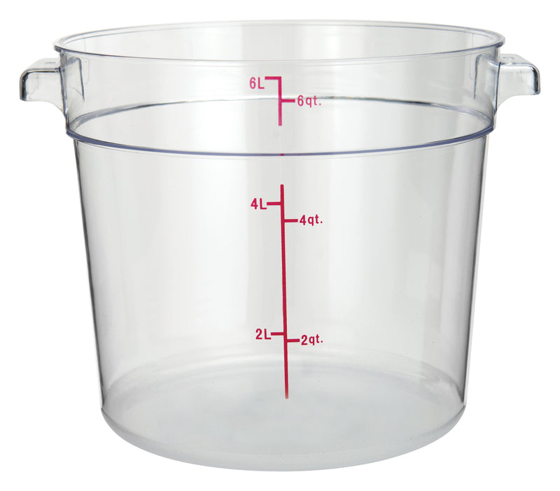 Winco, PCRC-6, Round Food Storage Containers, 6 Quart, Clear