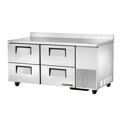 True Manufacturing, TWT-67D-4-HC, Refrigerated Counter, Work Top, 115V, (2) 12" X 20" X 8" Pans Per Drawer, Made In USA