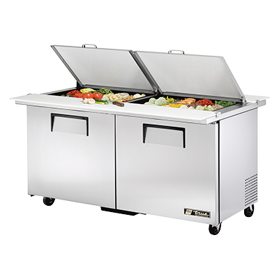 True Manufacturing, TSSU-60-24M-B-DS-ST-HC, Refrigerated Counter, Mega Top Sandwich / Salad Unit, 115V, 2 Doors, Made In USA